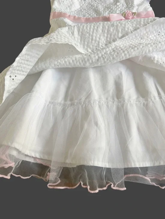 Bonnie Jean White Eyelet Cap Sleeve Dress Size 3T - Picture 4 of 6